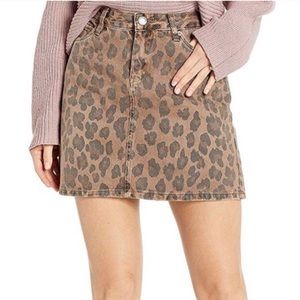 BlankNYC Denim Leopard Mini Skirt